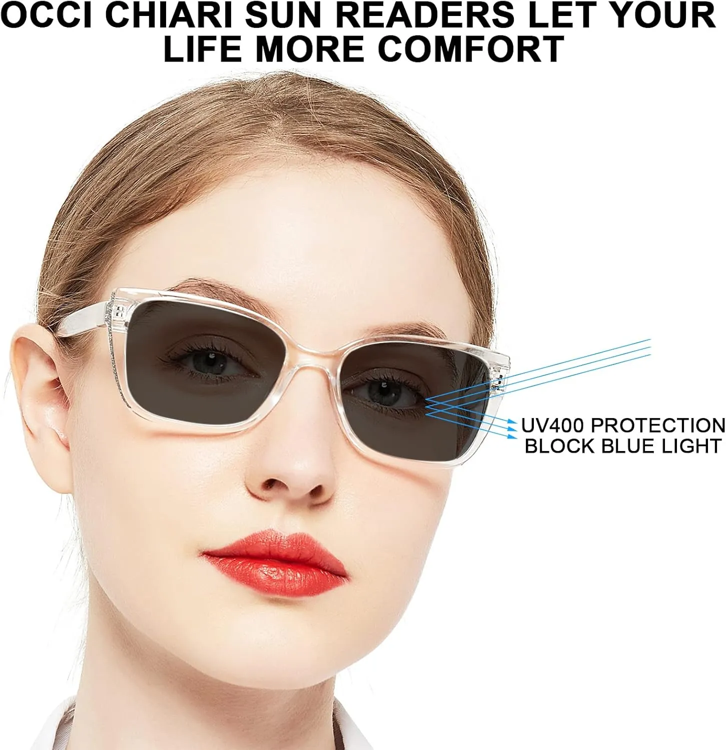 OCCI CHIARI Oversized Reader Sunglasses Women Reading Sunglasses(1.0 1.25 1.5 1.75 2.0 2.25 2.5 2.75 3.0 3.5)