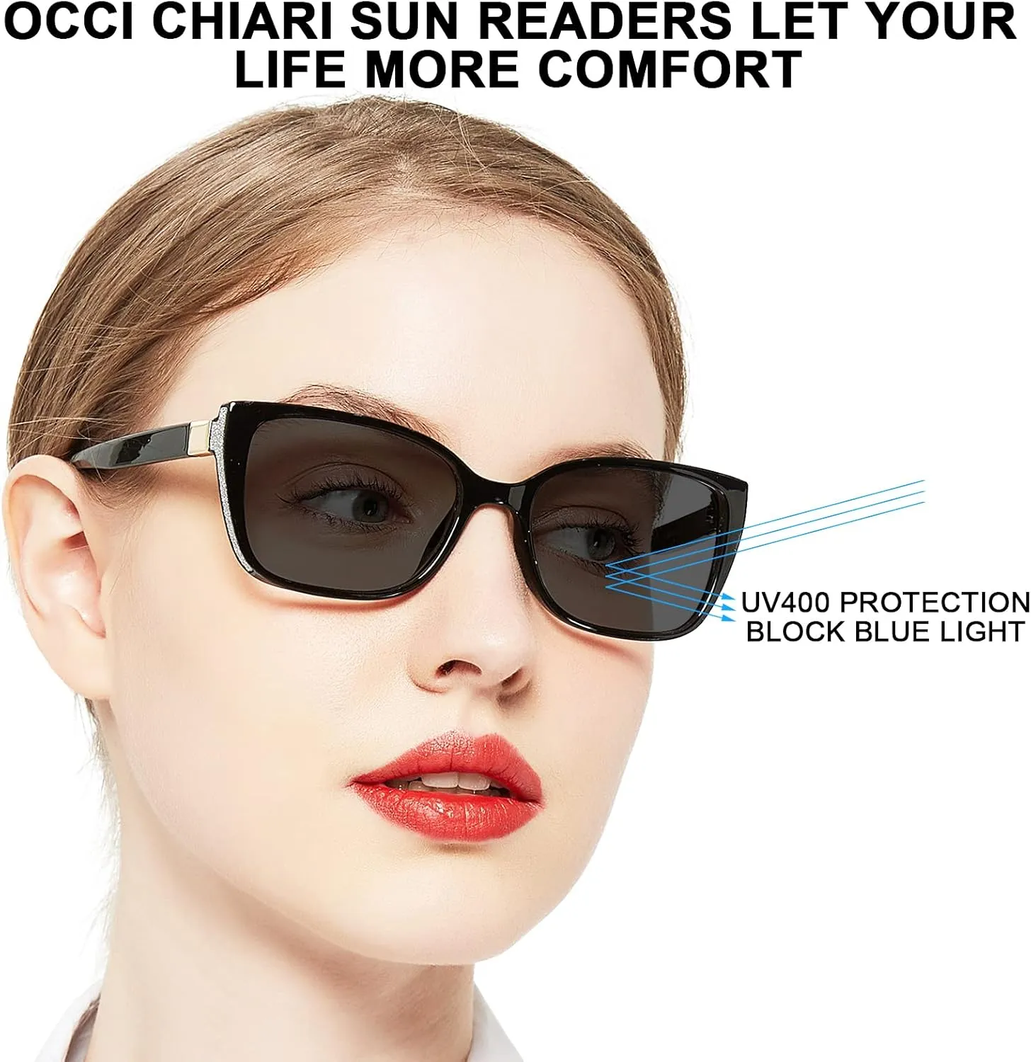 OCCI CHIARI Oversized Reader Sunglasses Women Reading Sunglasses(1.0 1.25 1.5 1.75 2.0 2.25 2.5 2.75 3.0 3.5)