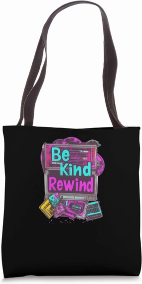 Old-School VCR "Be Kind, Rewind" 80s Video Rental Nostalgia Tote Bag