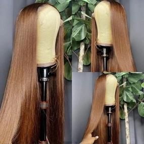 Ombre Brown Hair Synthetic Lace Front Wigs 13x3 Glueless HD Lace Front Wigs Pre Plucked Long Straight Wigs for Black Women