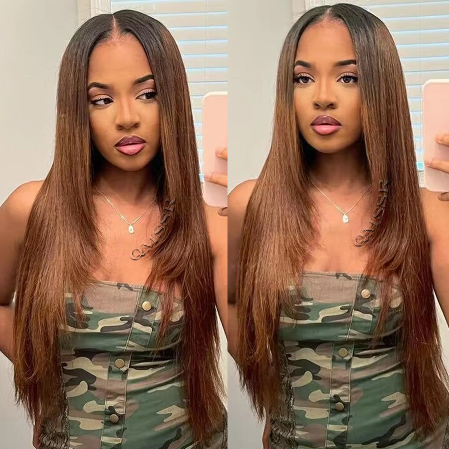 Ombre Brown Hair Synthetic Lace Front Wigs 13x3 Glueless HD Lace Front Wigs Pre Plucked Long Straight Wigs for Black Women