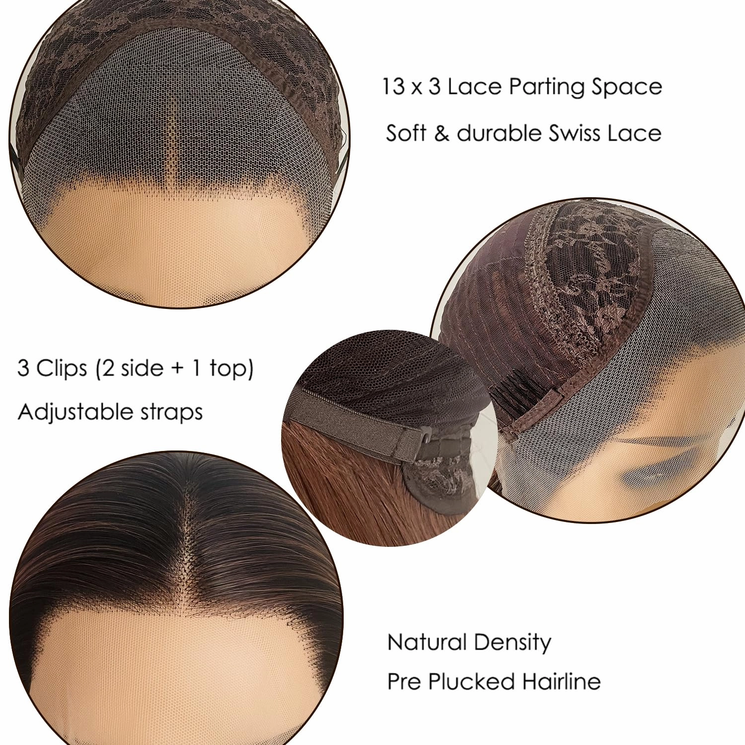 Ombre Brown Hair Synthetic Lace Front Wigs 13x3 Glueless HD Lace Front Wigs Pre Plucked Long Straight Wigs for Black Women