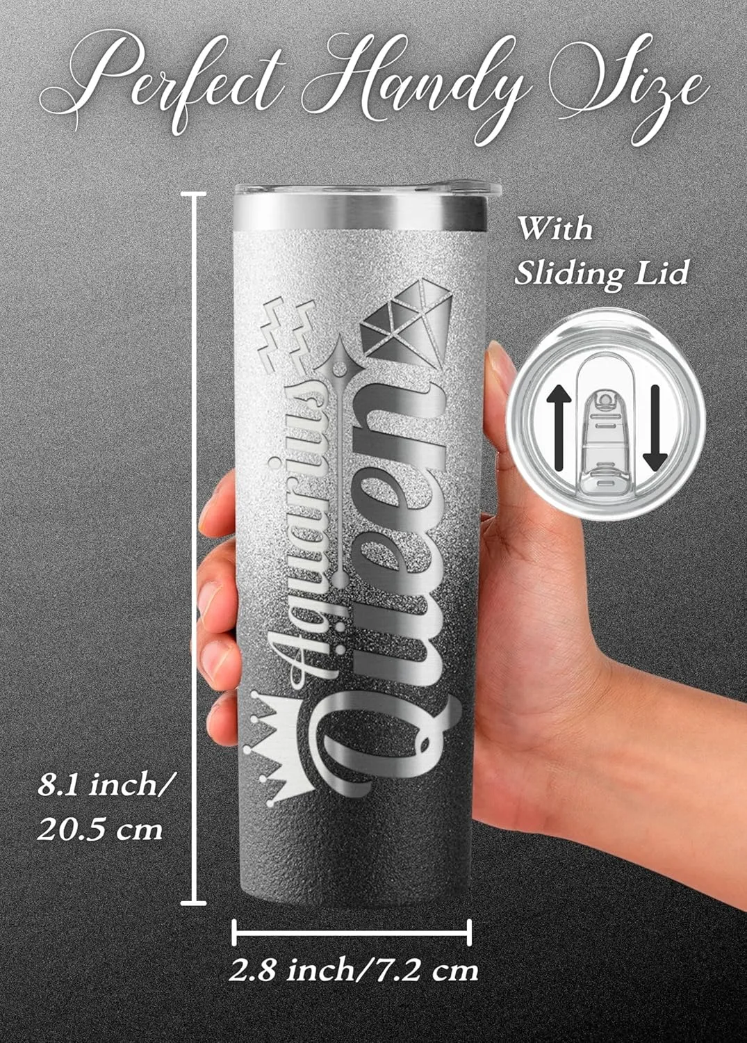 Onebttl Zodiac Gifts for Women, Best Friend Birthday Gifts for Her, 20oz Stainless Steel Tumbler, Engraved Logo Black and Silver, Aquarius