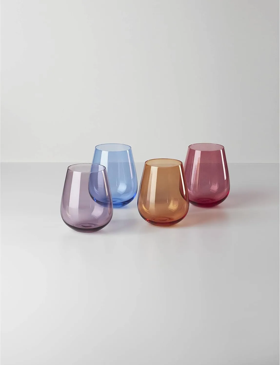 Oneida True Colors Stemless Wine Glasses, Set of 4, 4 Count, Multi
