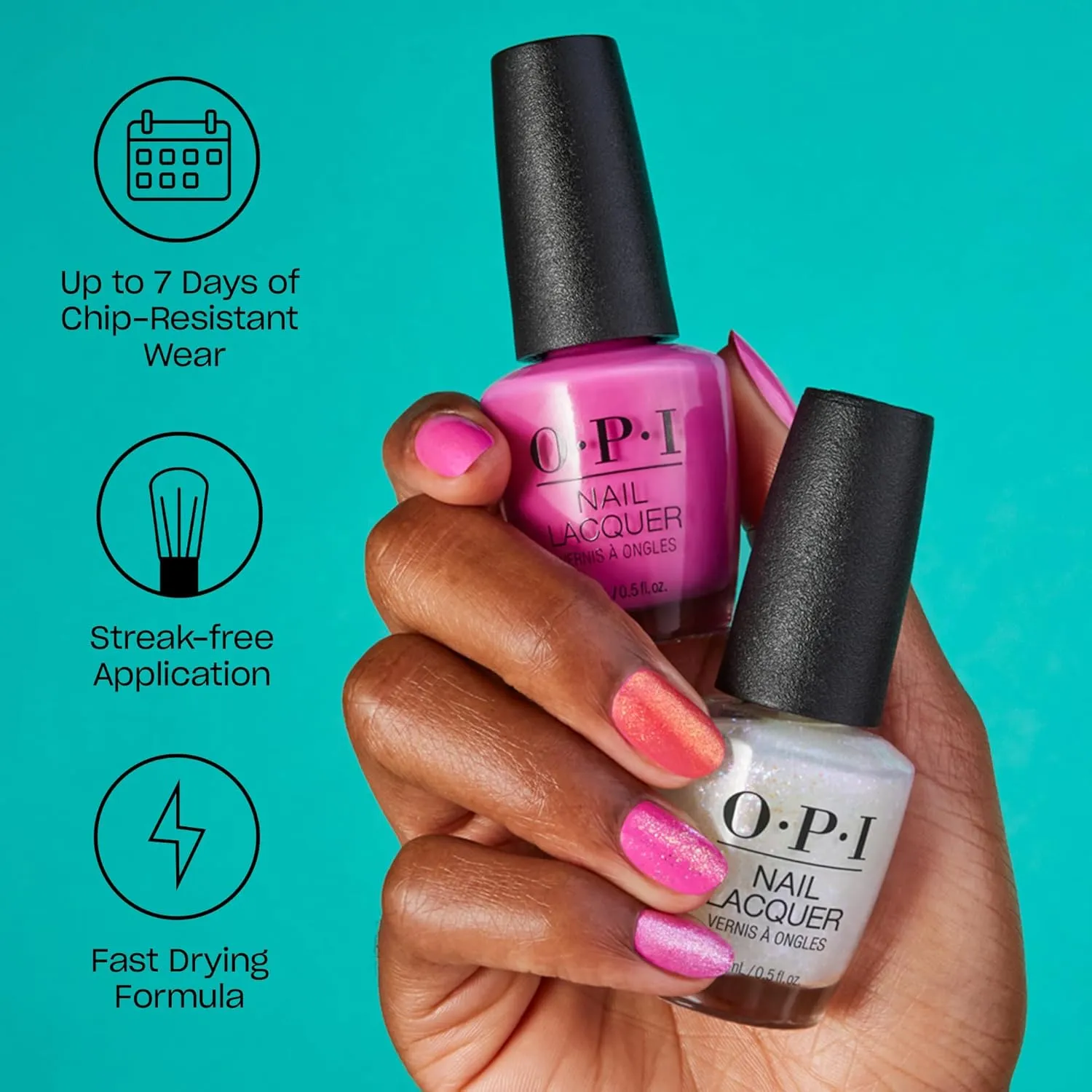 OPI Nail Lacquer Nail Polish | Sheer Light Nude Pink Shimmer Chip Resistant Nail Polish | Vegan, Fast Drying, Streak Free