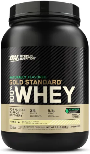 Optimum Nutrition Gold Standard 100% Whey Naturally Flavored Protein Powder, Vanilla, 1.9 Pound (Packaging May Vary)
