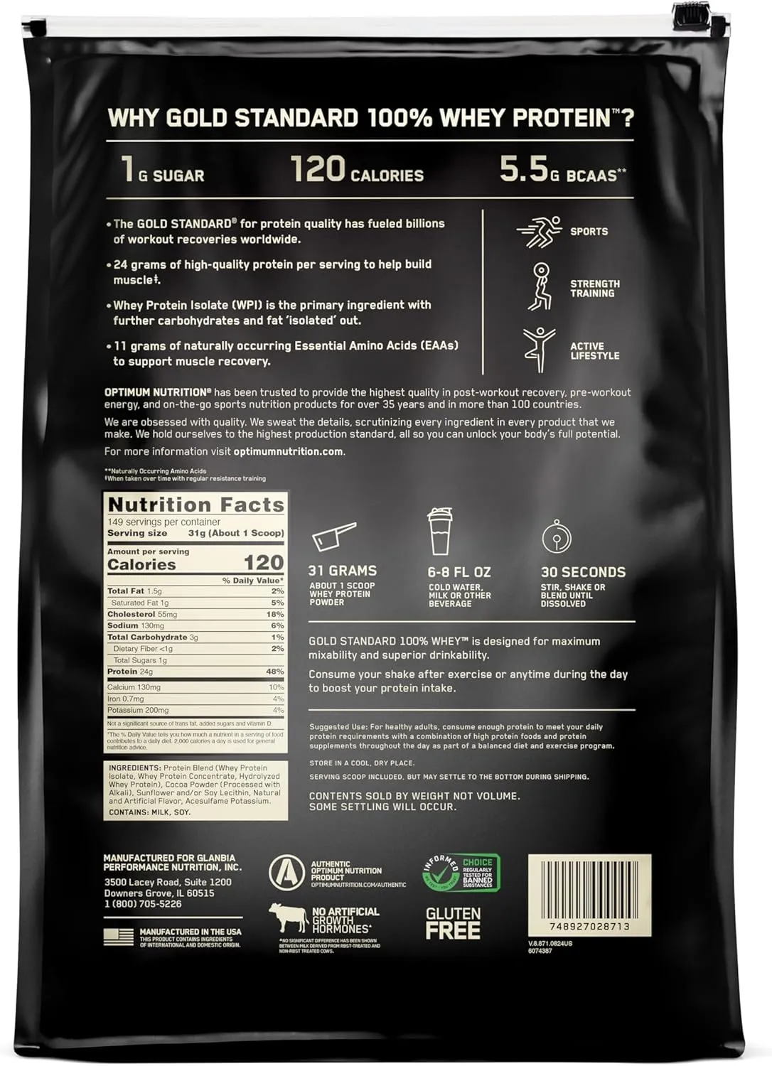 Optimum Nutrition Gold Standard 100% Whey Protein Powder, Double Rich Chocolate, 10 Pound (Packaging May Vary)