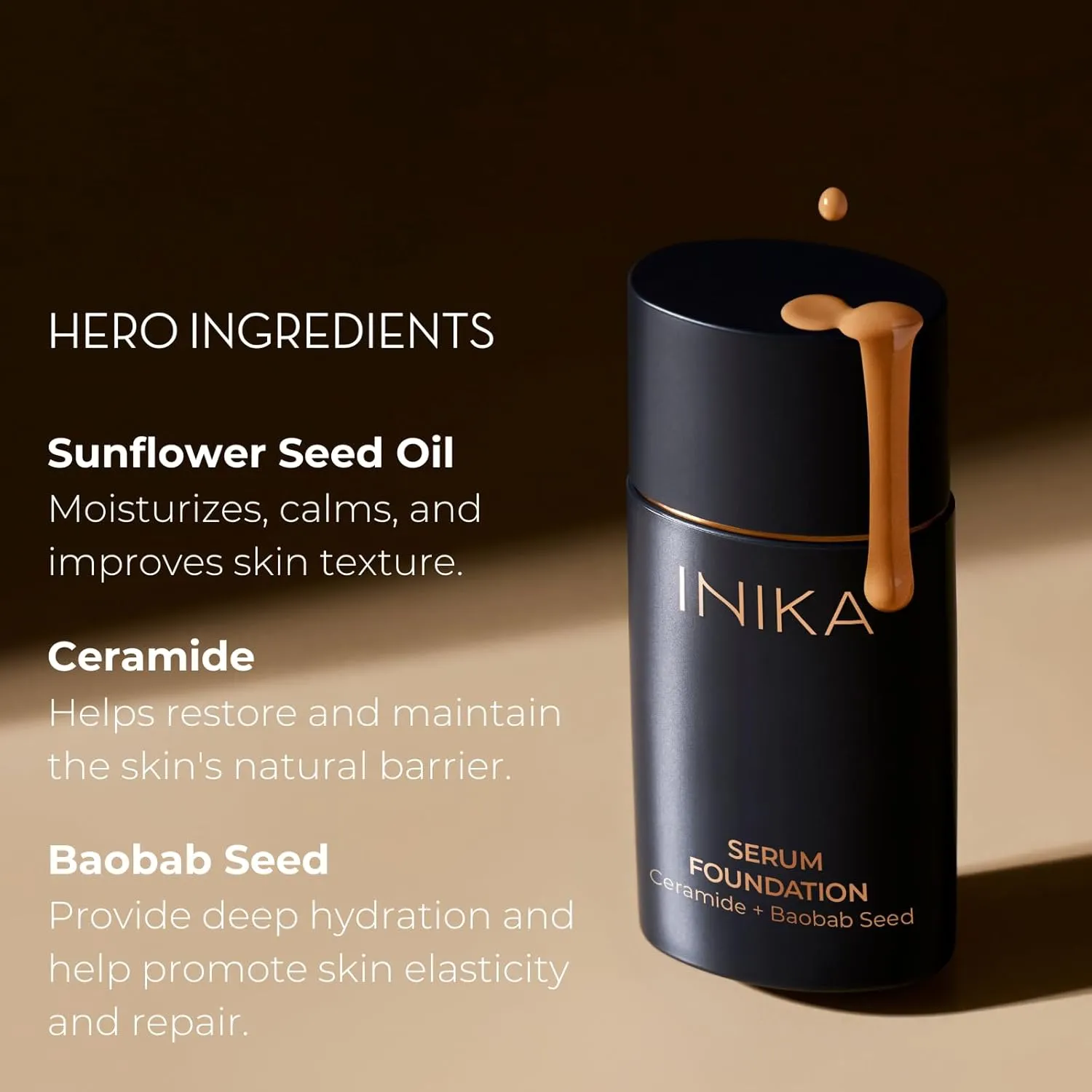 Organic Serum Foundation | Vegan, Buildable Coverage, Weightless Second Skin Feel, Transfer Proof with Skincare Ingredients in Sustainable Packaging. Bold 25ml