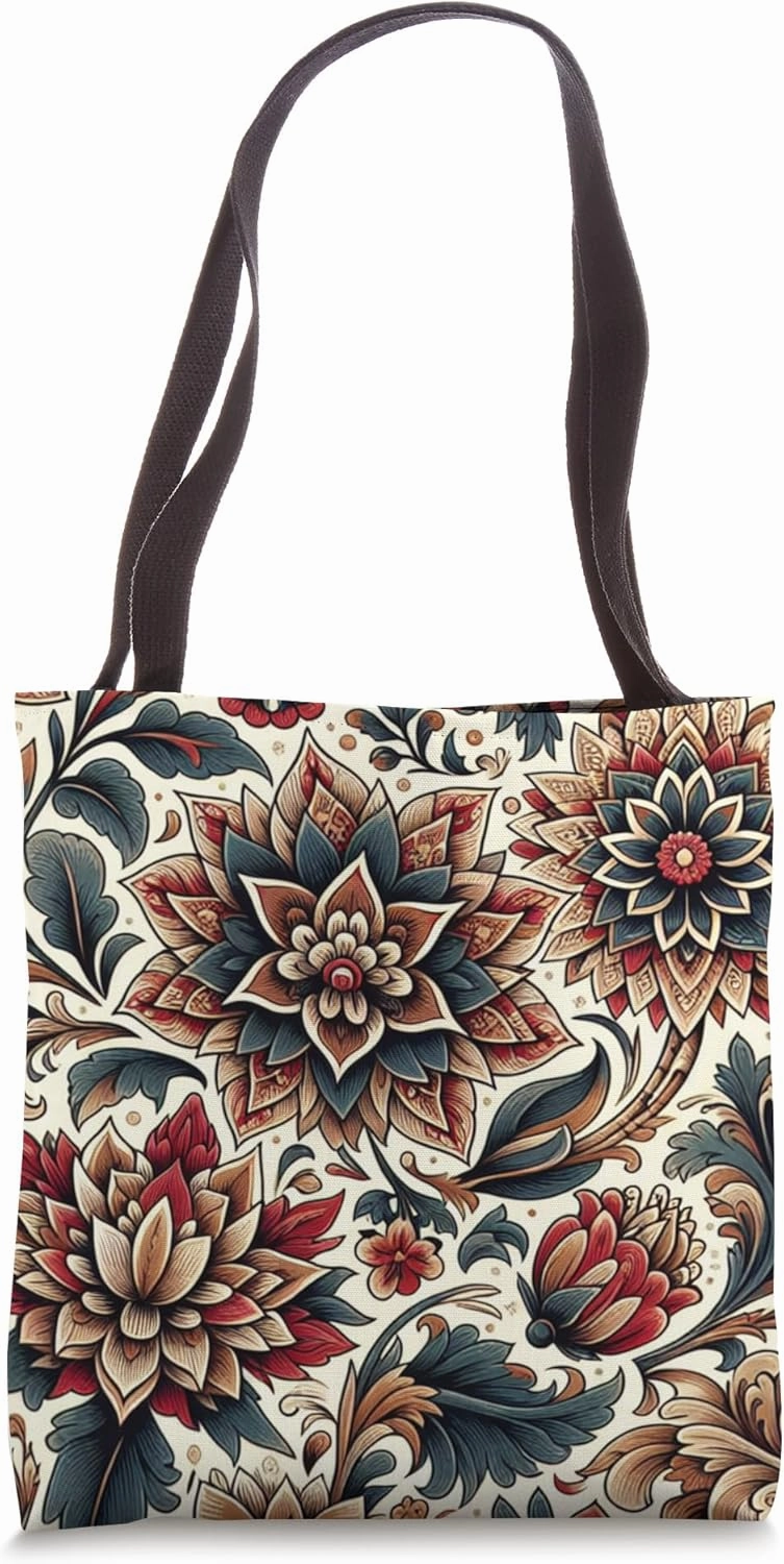 Ornate Multicolor Floral Pattern Tote Bag