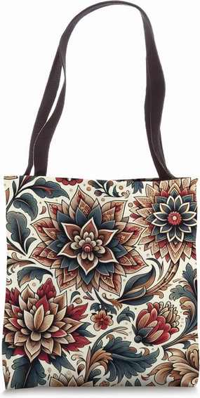 Ornate Multicolor Floral Pattern Tote Bag