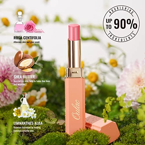 Oulac Moisturizing Shine Lipstick Red for Women - 2 in 1 Glossy Red Tinted Lip Balm, Hydrating Summer Lipstick for Dry Lips,Shine Juicy Finish Vegan 2.2g/0.07oz (16)