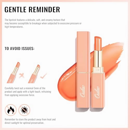 Oulac Moisturizing Shine Lipstick Red for Women - 2 in 1 Glossy Red Tinted Lip Balm, Hydrating Summer Lipstick for Dry Lips,Shine Juicy Finish Vegan 2.2g/0.07oz (16)