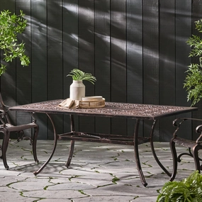 Outdoor Rectangular Cast Aluminum Table, Shiny Copper