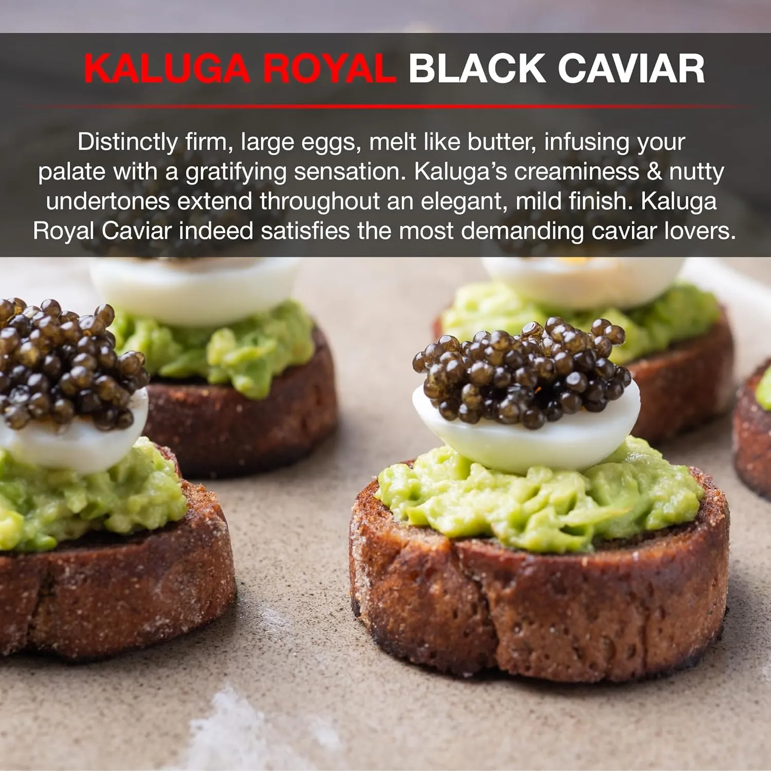 OVERNIGHT SHIPPING- OLMA Kaluga Sturgeon Black Caviar - Large Pearly Grains, Smooth Flavor, Superior Grade - 4.4 oz / 125 g