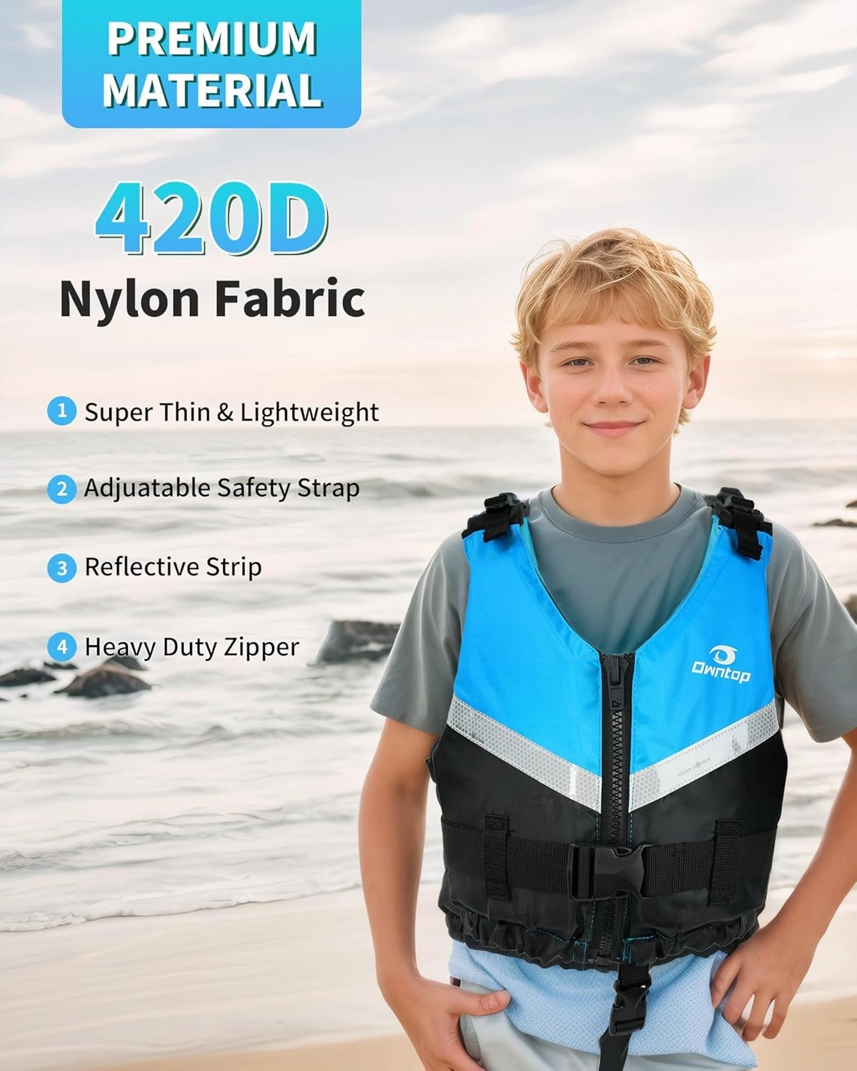 Owntop Swim Jacket Kids Adults | Super-Thin & Lightweight | Comfortable Crotch Strap | Easy-to-spot Colors | Swimming Training, Kayak, Boating