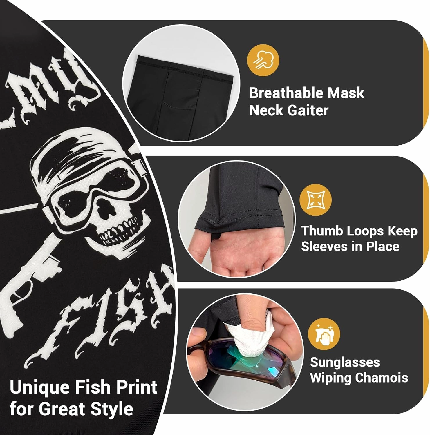 Palmyth Fishing Shirts for Men Long Sleeve Sun Protection Fishing Hoodie UPF 50  UV Hooded Shirt Neck Gaiter