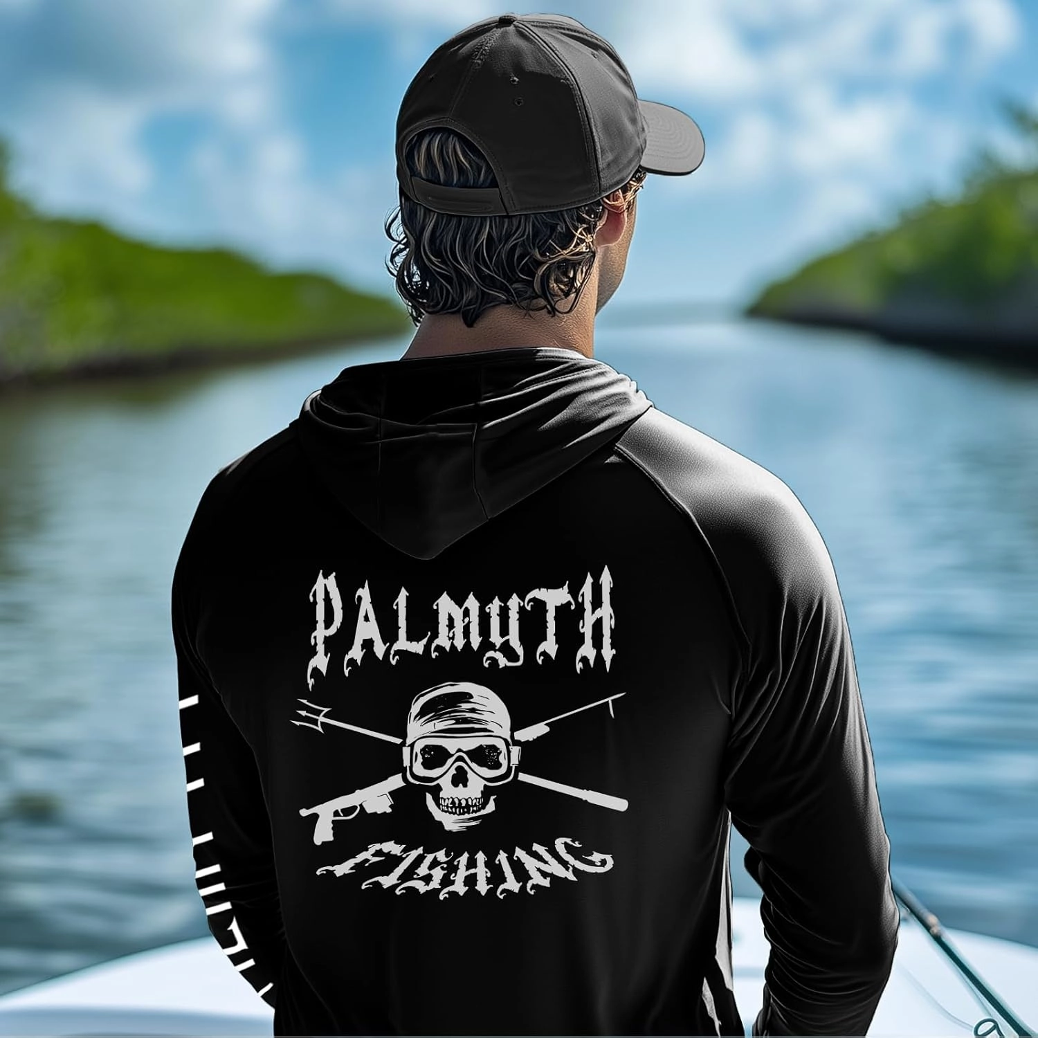 Palmyth Fishing Shirts for Men Long Sleeve Sun Protection Fishing Hoodie UPF 50  UV Hooded Shirt Neck Gaiter