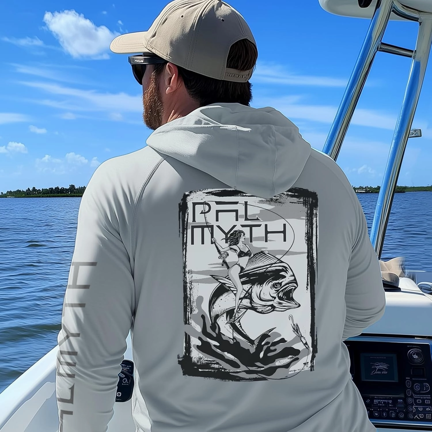 Palmyth Fishing Shirts for Men Long Sleeve Sun Protection Fishing Hoodie UPF 50  UV Hooded Shirt Neck Gaiter