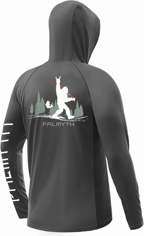 Palmyth Fishing Shirts for Men Long Sleeve Sun Protection Fishing Hoodie UPF 50  UV Hooded Shirt Neck Gaiter