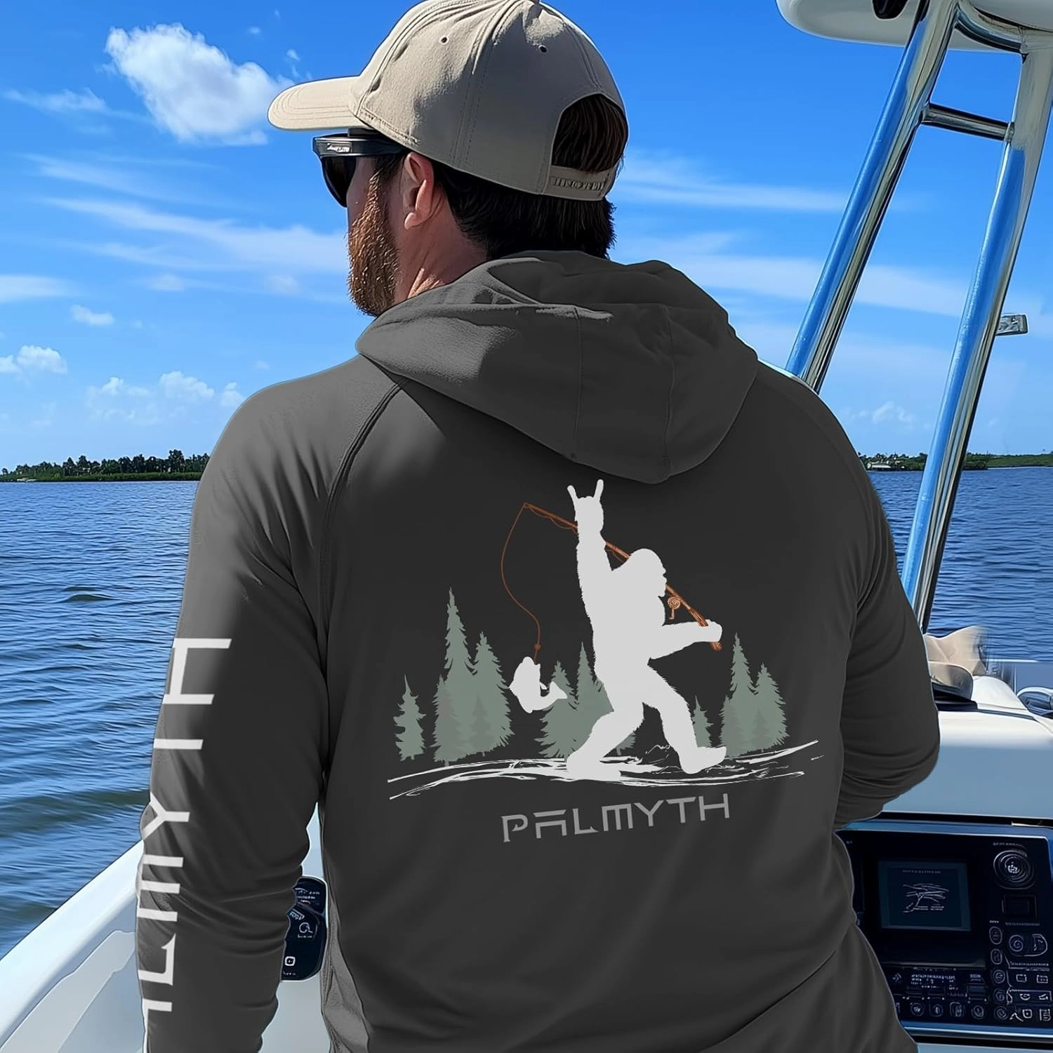 Palmyth Fishing Shirts for Men Long Sleeve Sun Protection Fishing Hoodie UPF 50  UV Hooded Shirt Neck Gaiter