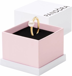 PANDORA Treated Freshwater Cultured Pearl Ring - Gold Ring for Women - Gift for Her Shine with Freshwater Pearl - With Gift Box
