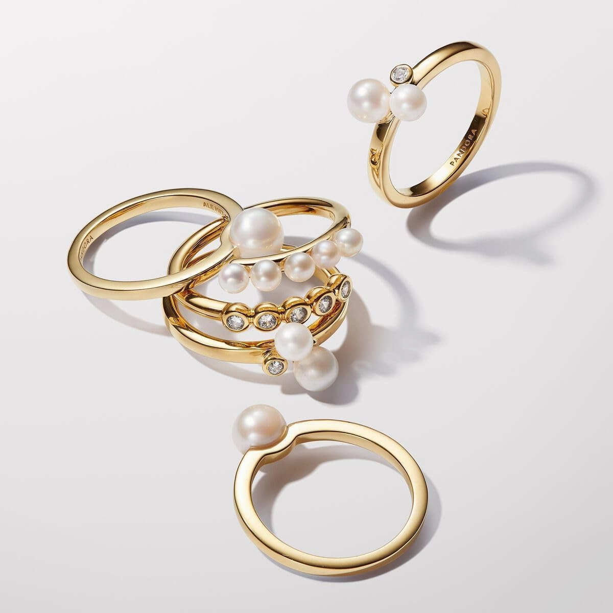 PANDORA Treated Freshwater Cultured Pearl Ring - Gold Ring for Women - Gift for Her Shine with Freshwater Pearl - With Gift Box