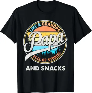 PAPA like a Grandpa Full of Stories and Snacks Groovy Dad T-Shirt