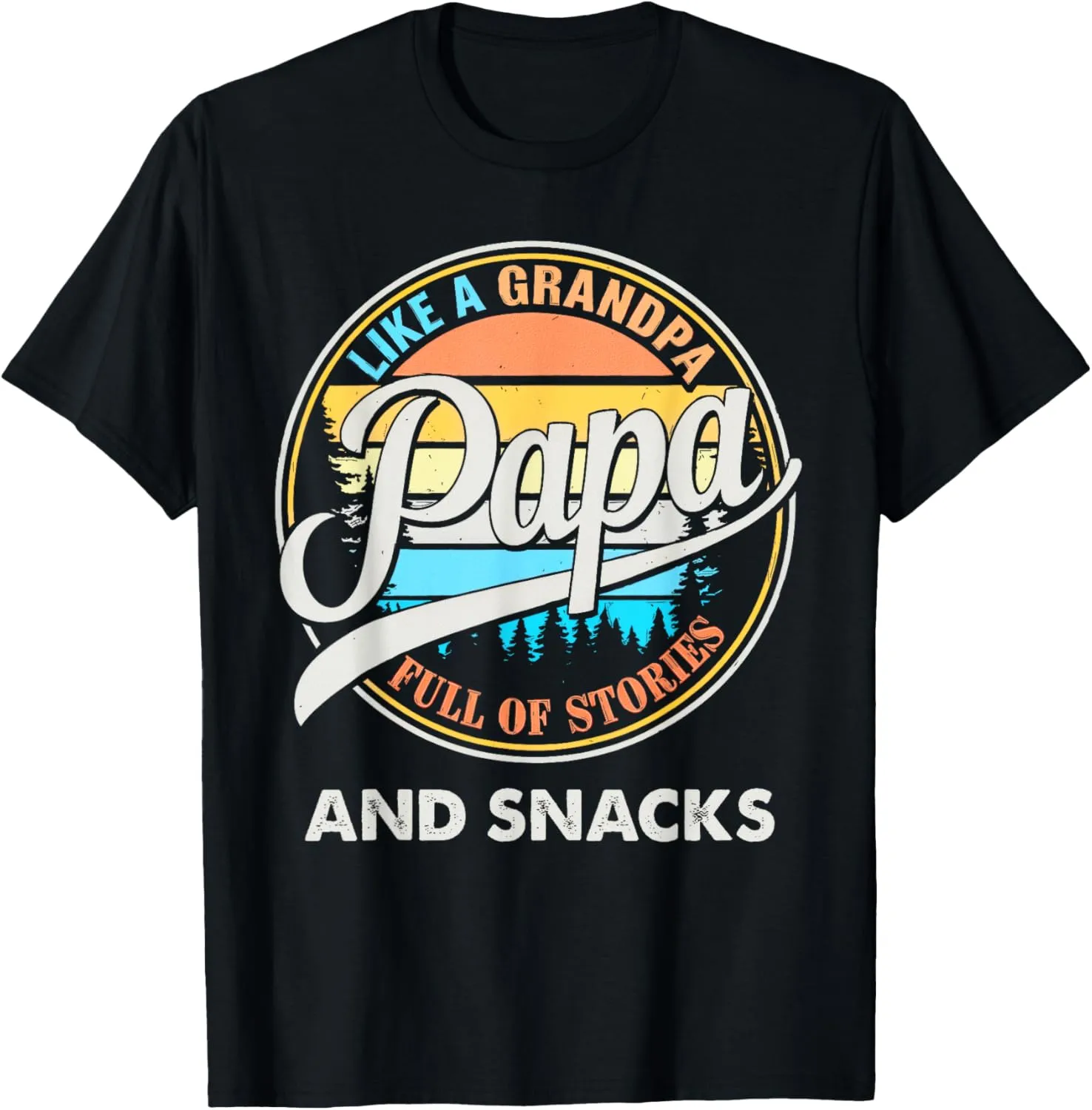 PAPA like a Grandpa Full of Stories and Snacks Groovy Dad T-Shirt