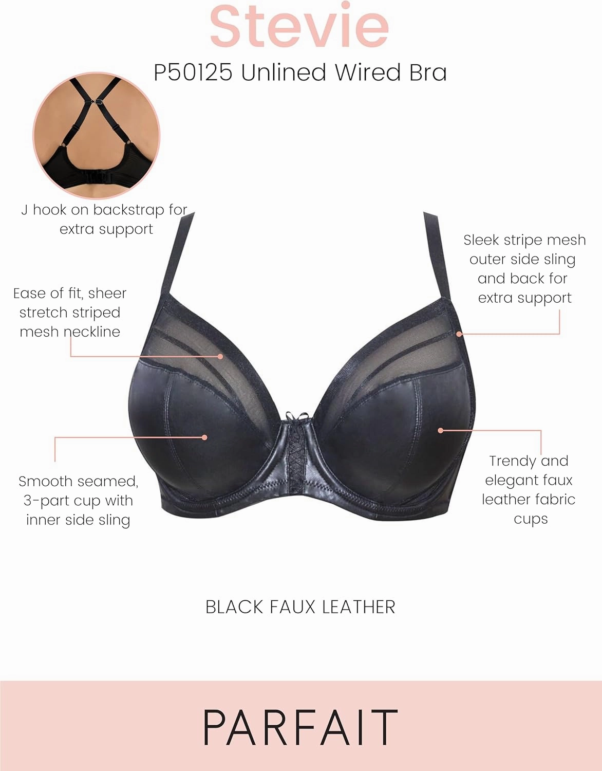 PARFAIT Stevie Faux Leather Full Busted Unlined Non-Padded Underwired Bra
