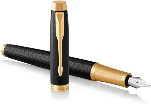 PARKER IM Fountain Pen, Premium Black, Fine Nib with Blue Ink Refill (1931646)