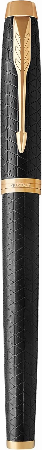 PARKER IM Fountain Pen, Premium Black, Medium Nib with Blue Ink Refill (1931653)