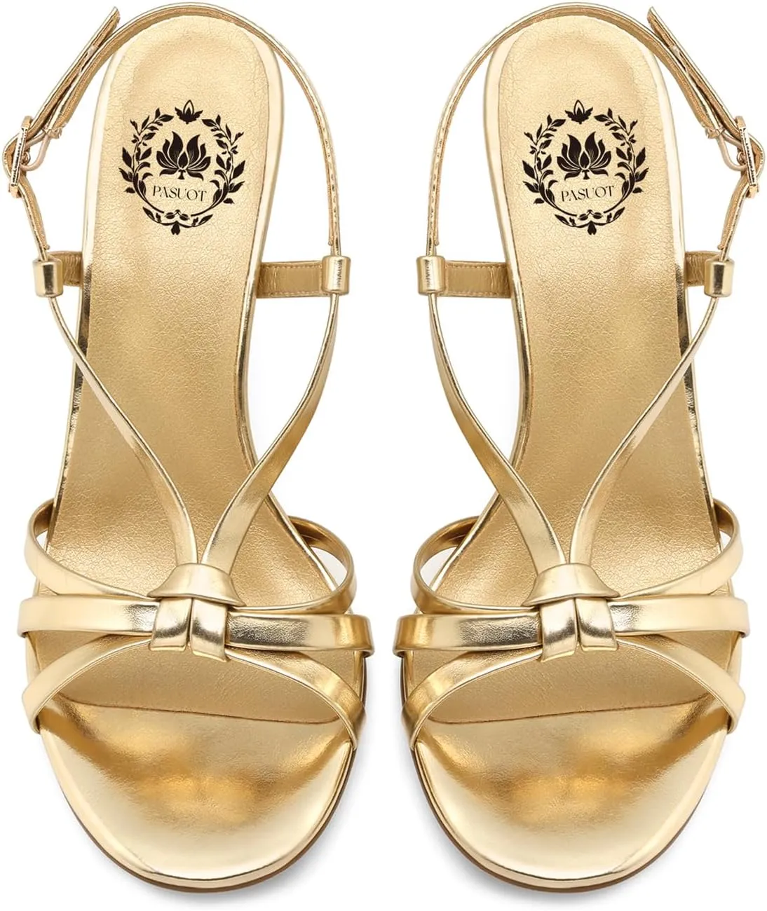 Pasuot Strappy Heeled Sandals for Women - Open Toe Ankle Strap Stiletto High Heels, Round Toe Sexy Cross Strap Adjustable Buckle Thin Heel for Women Ladies Summer Homecoming Party Dress