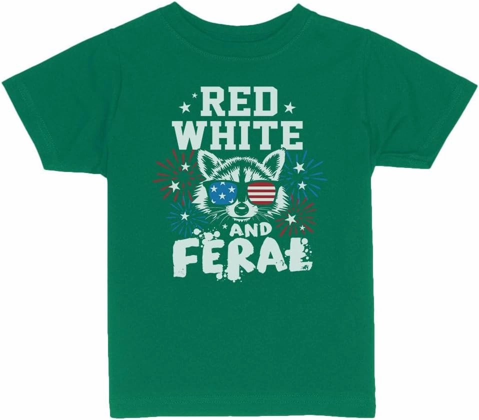 Patriotic Raccoon Red White and Feral Toddler Kids T-Shirt