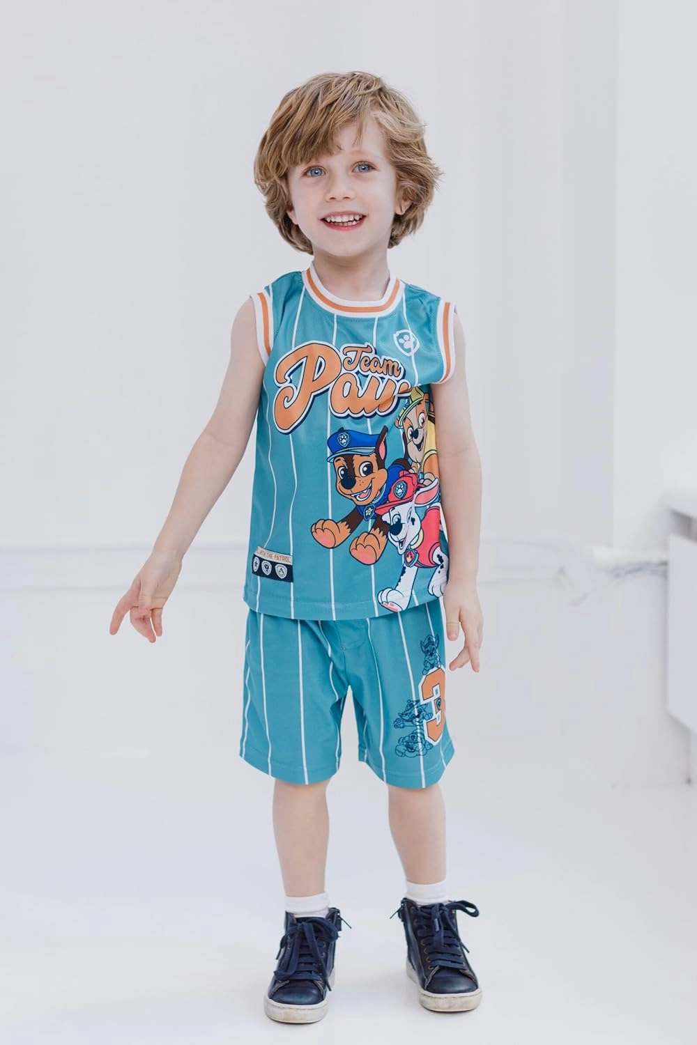Paw Patrol Mesh Jersey Athletic Tank Top and Basketball Shorts Outfit Set Toddler to Big Kid Sizes (2T - 10-12)
