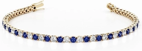 PEORA 14K Gold 6-9.50ctw Gemstone & Lab Grown Diamond Tennis Bracelet 3mm Round AAA Grade, 7 inches length