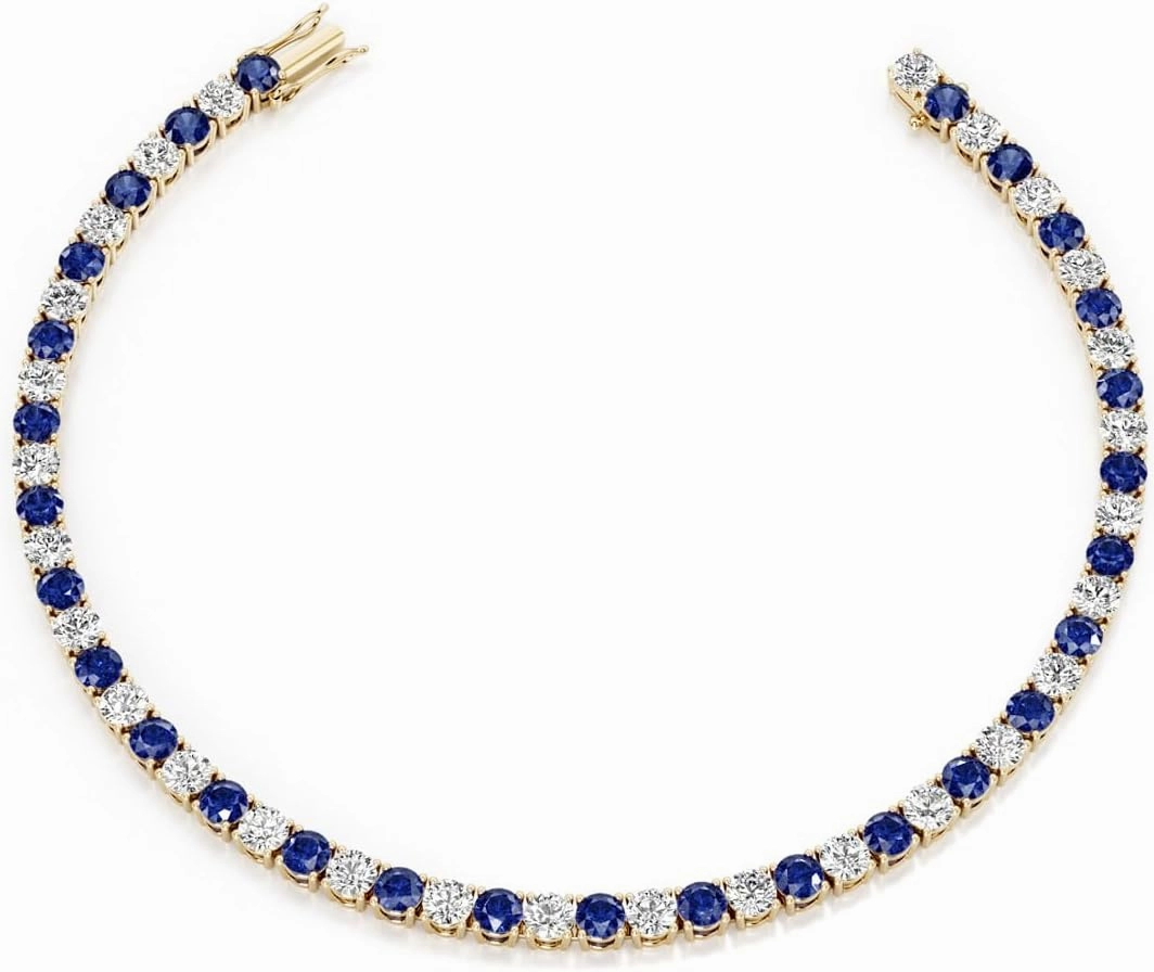 PEORA 14K Gold 6-9.50ctw Gemstone & Lab Grown Diamond Tennis Bracelet 3mm Round AAA Grade, 7 inches length