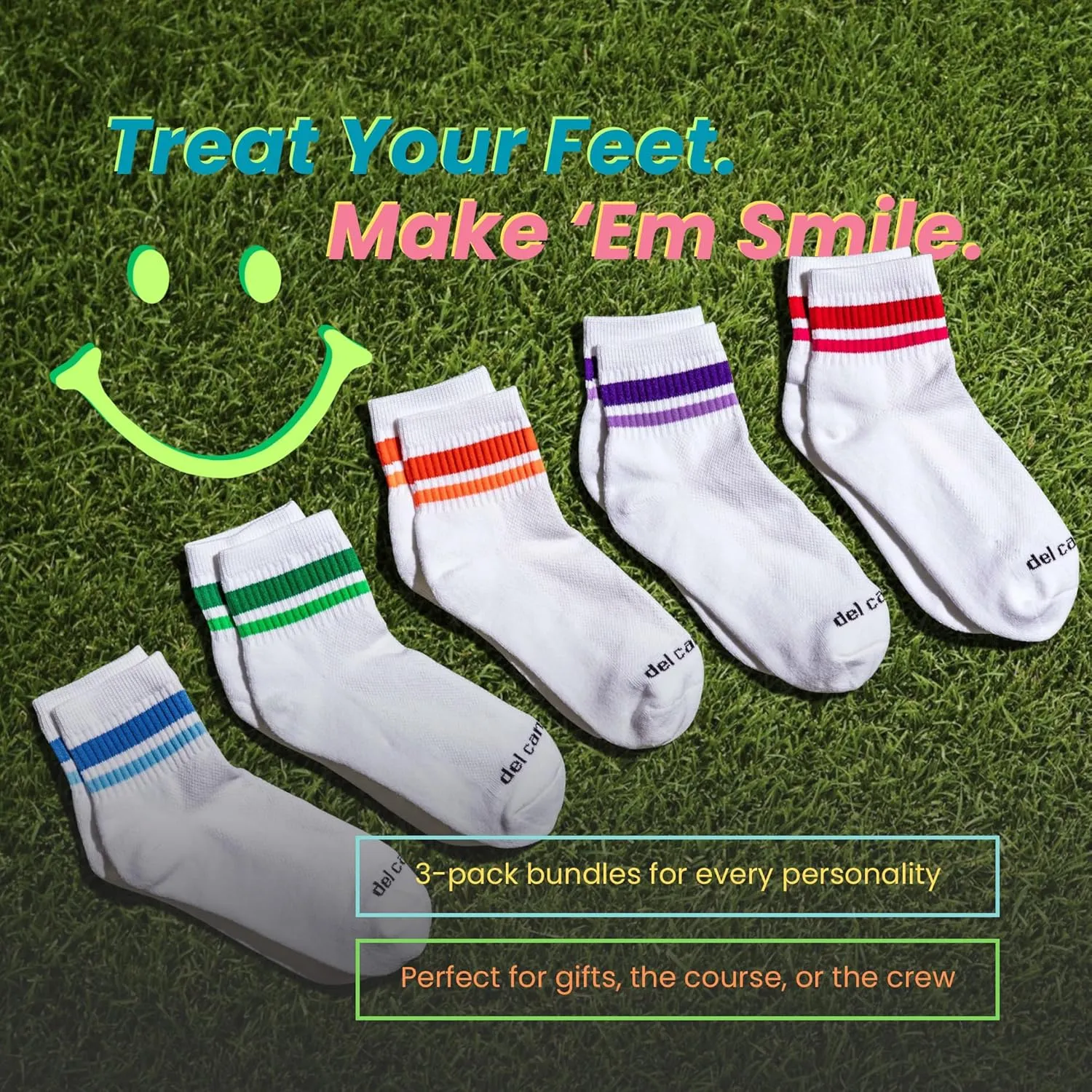Performance Golf Socks – Premium Quarter-Height Socks with Bold Stripes, Cushioned & Breathable (Stripe 3-Pack)