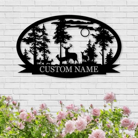 Personalized Deer Metal Cabin Sign | Custom Metal Sign | Personalized Camping Signs | Deer Hunter Gift | Custom Signs Outdoor Metal | Custom Family Name Sign | Cabin Decor | Porch Sign