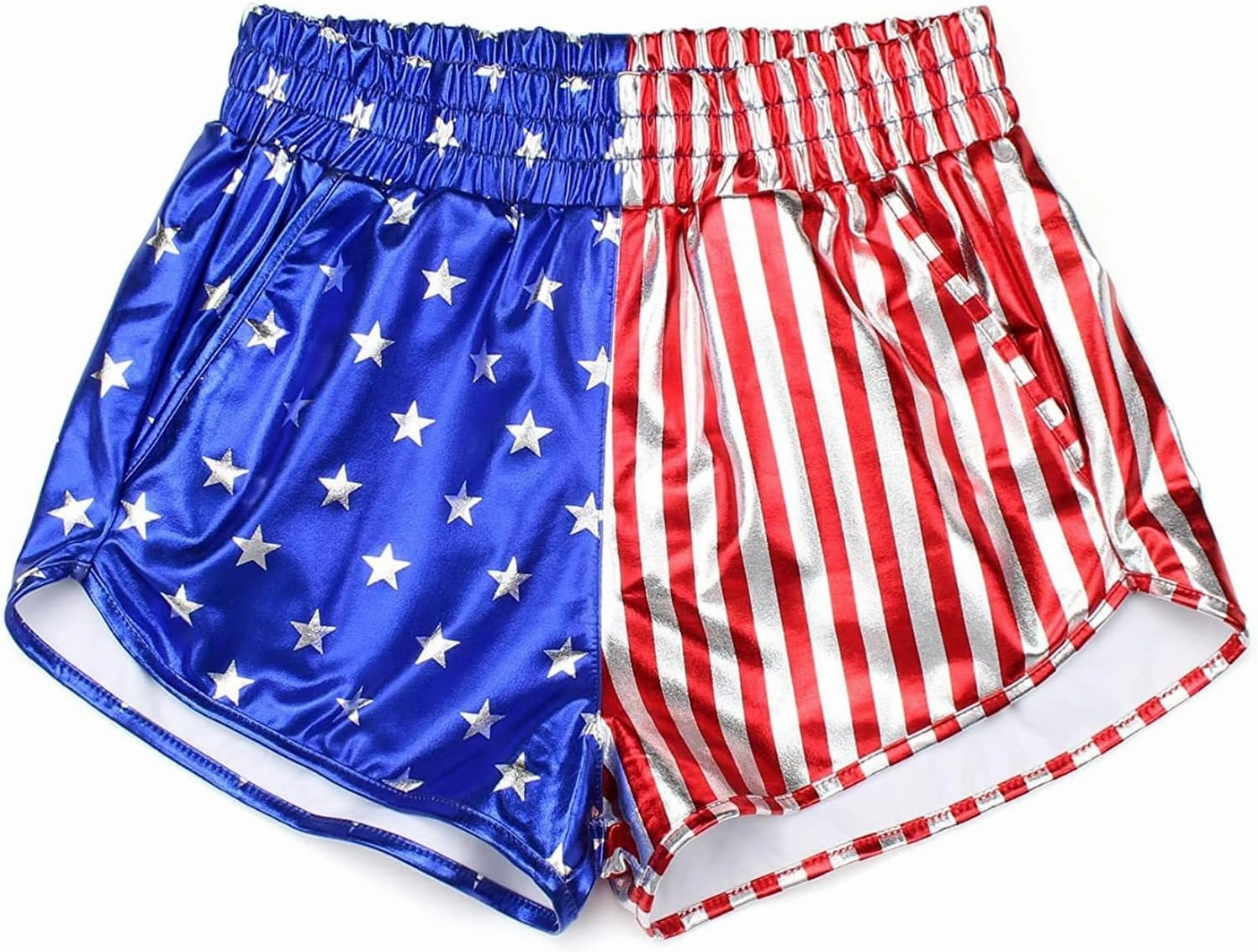 PESION Women's Metallic Shiny Shorts Sparkly Rave Hot Short Pants