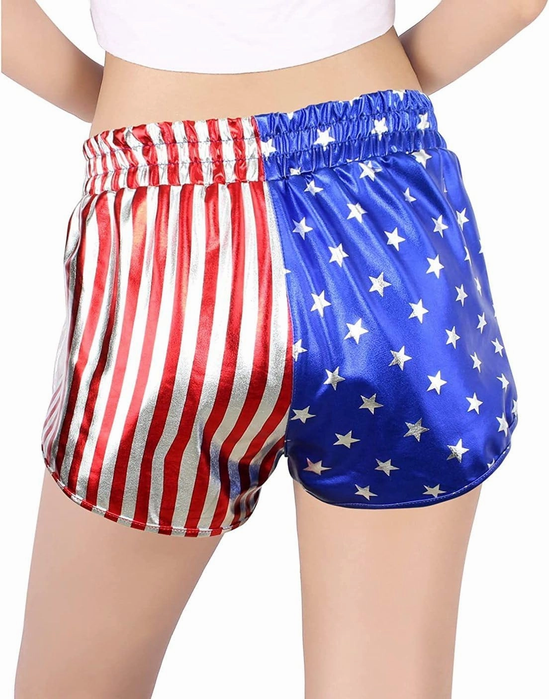 PESION Women's Metallic Shiny Shorts Sparkly Rave Hot Short Pants