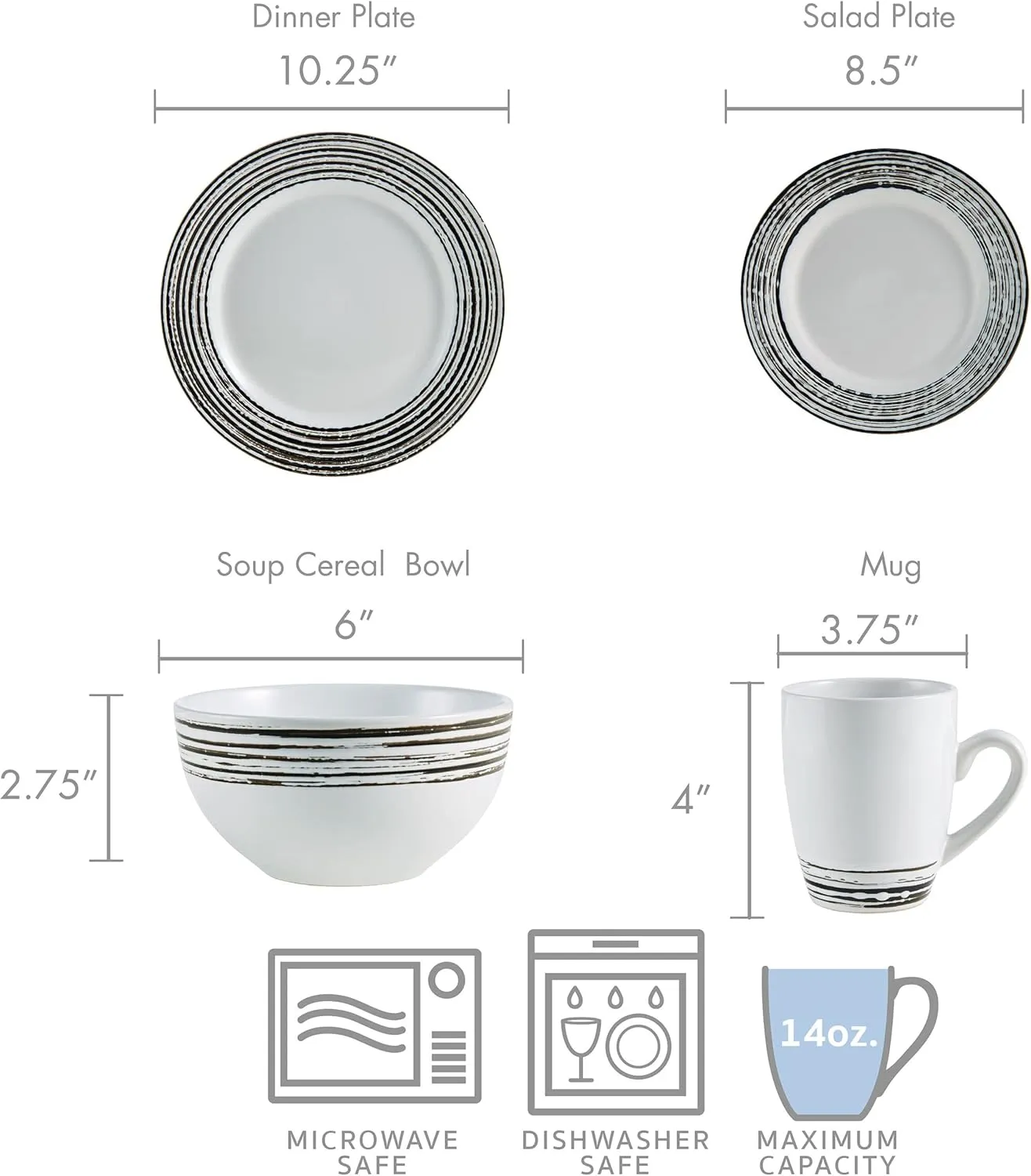 Pfaltzgraff Bryson 16-Piece Dinnerware Set, Service For 4, White
