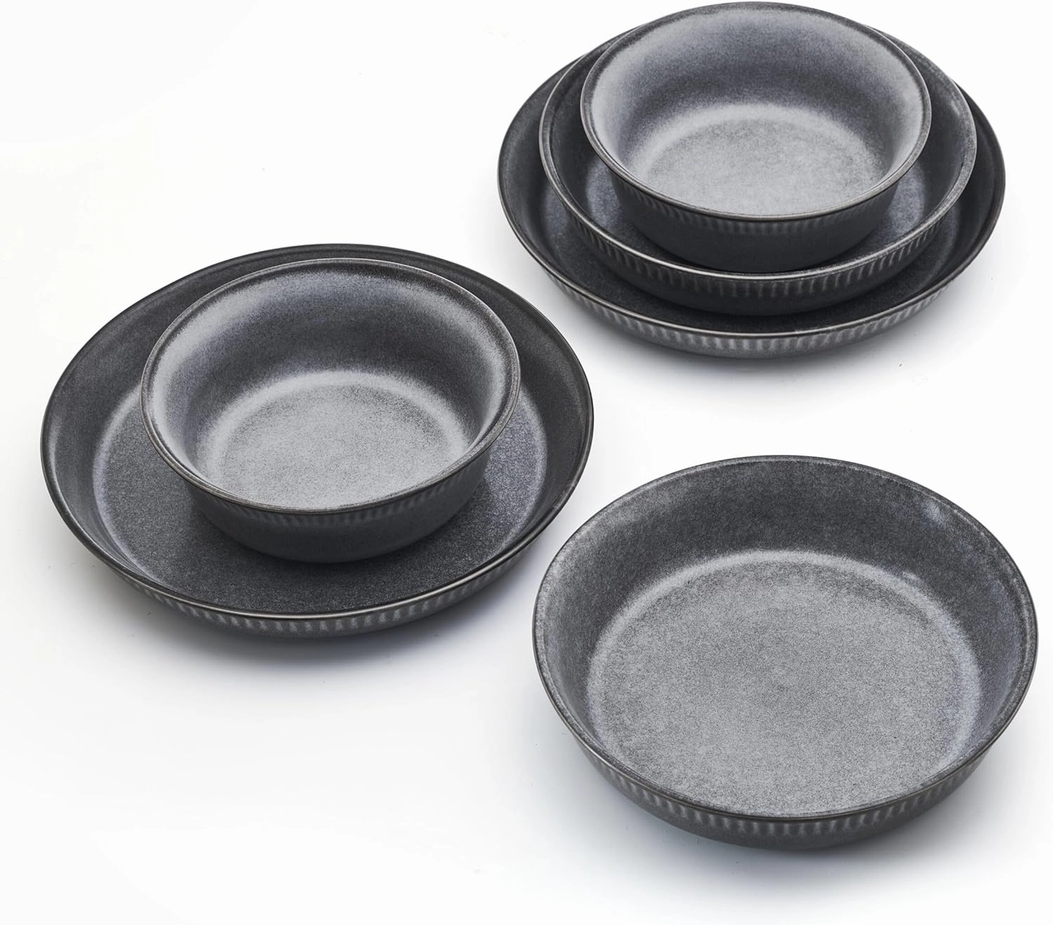 Pfaltzgraff Amara Slate 6 Piece Dinnerware Bowl Set, Service for 2, Gray