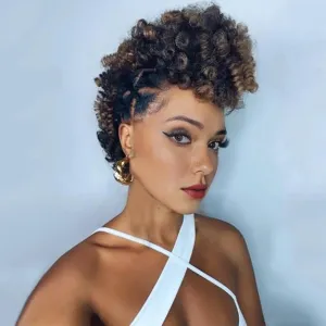 PHOCAS 10Inch 5-Packs Short Curly Crochet Hair for Women 12MM Braids Synthetic Hair Crochet Tapered Cut for DIY Mohawk Ponytail Afro Braided Wigs（#1B/27)