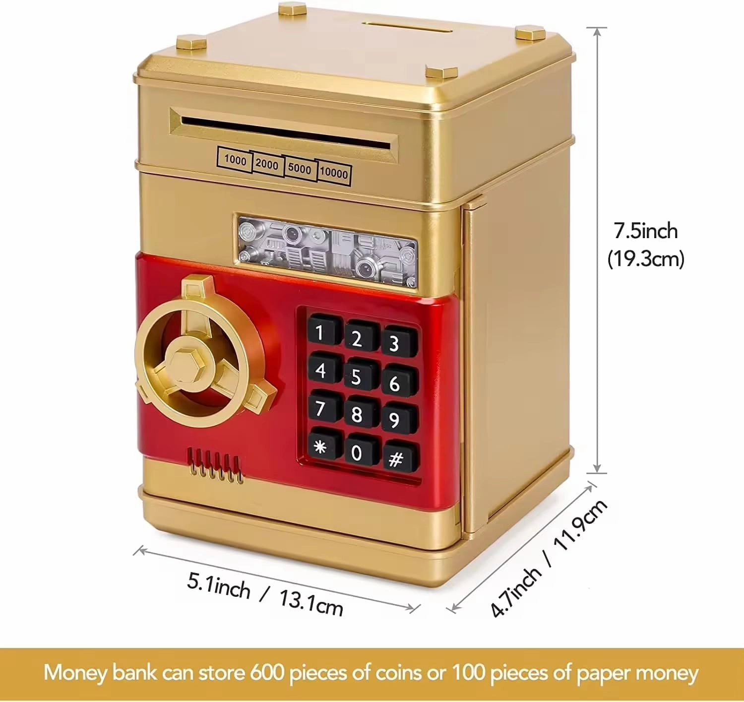 Piggy Bank for Kids ATM Piggy Bank for Kids Electronic Coin Money Bank Safe Money Savings Box Electric Mini ATM Coin Bank Toys Gifts for 3 4 5 6 7 8 9 10 11 12 Year Old Boys Girls for Birthday