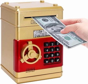 Piggy Bank for Kids ATM Piggy Bank for Kids Electronic Coin Money Bank Safe Money Savings Box Electric Mini ATM Coin Bank Toys Gifts for 3 4 5 6 7 8 9 10 11 12 Year Old Boys Girls for Birthday