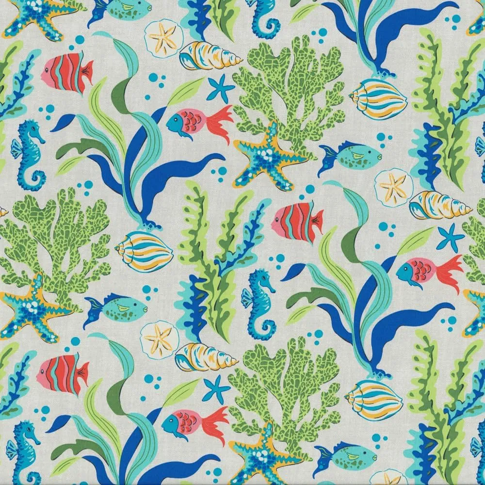 Pillow Perfect Outdoor/Indoor Tufted Seat Cushions, 19" x 19", Blue Coral Bay 2 Count