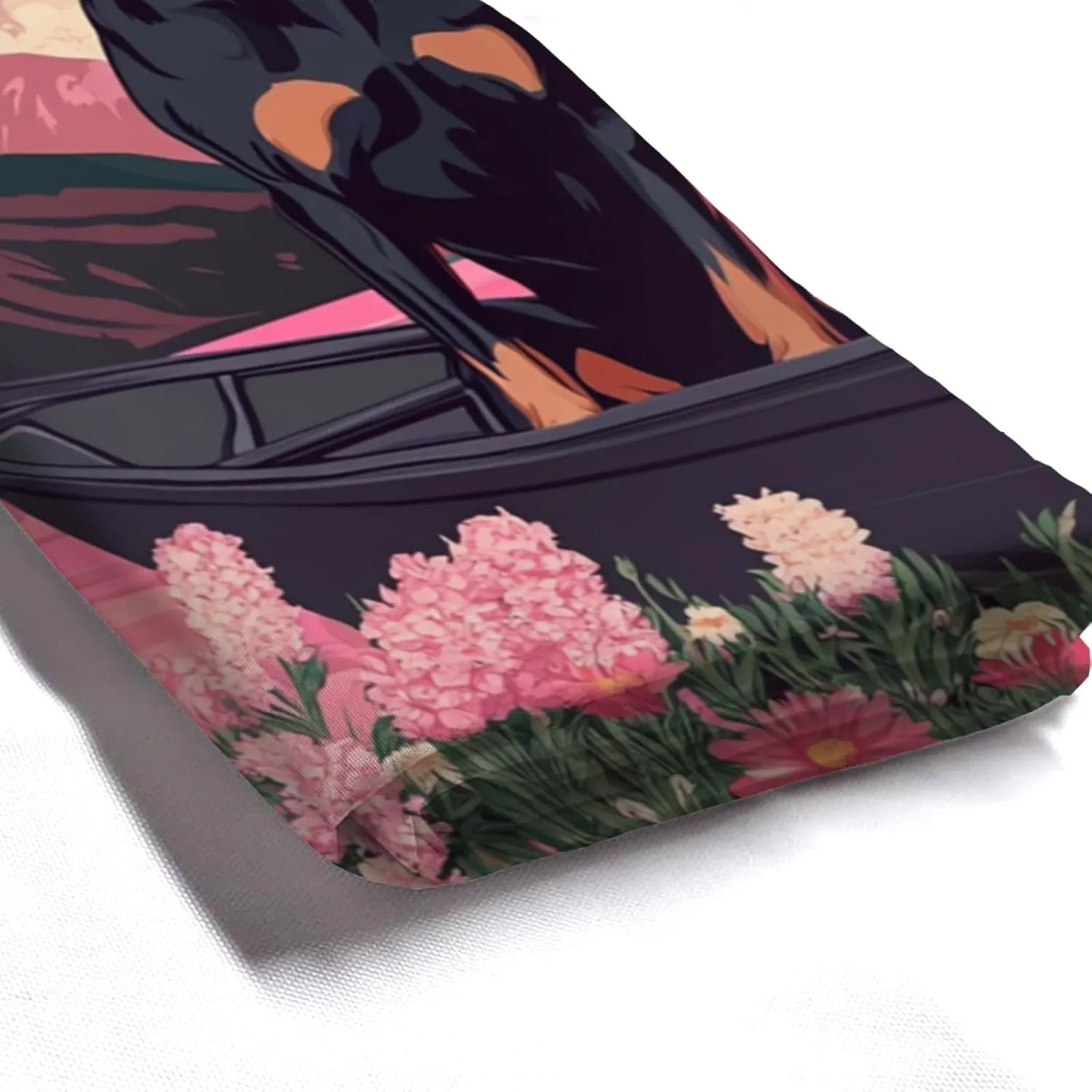 Pink Doberman Shower Curtain, Mountain and Lake Art Painting Curtain, 72x72 Inches Shower Curtains for Bathroom, Snow Fabric Bath Curtains Set with 12 Hooks