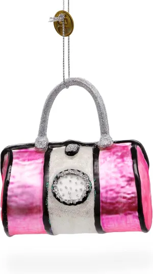 Pink Handbag Blown Glass Christmas Ornament