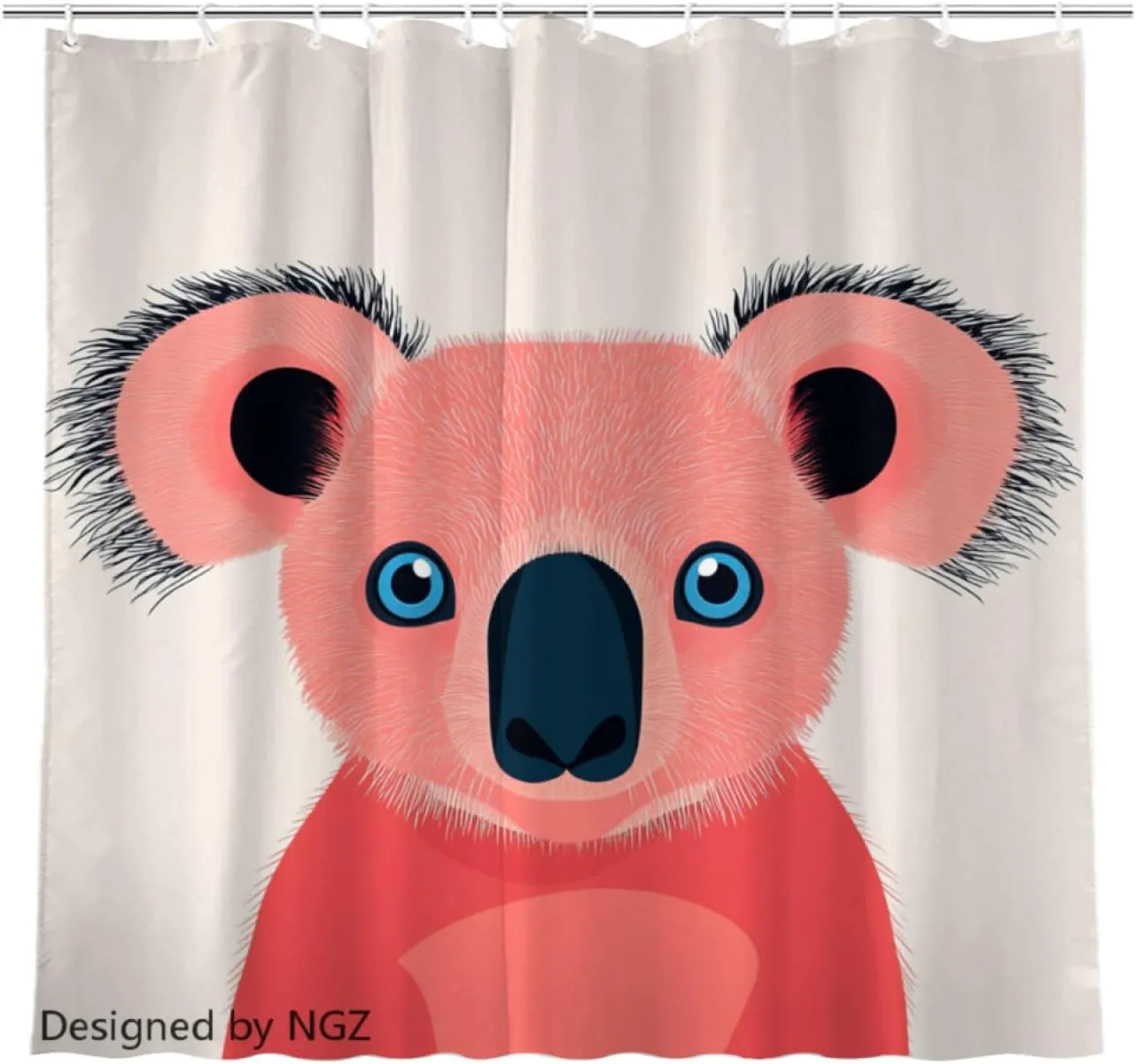 Pink Koala Shower Curtain 72 x 72 Inches, Funny Koala Art Painting Shower Curtain Set with 12 Hooks for Bathroom Home Decor
