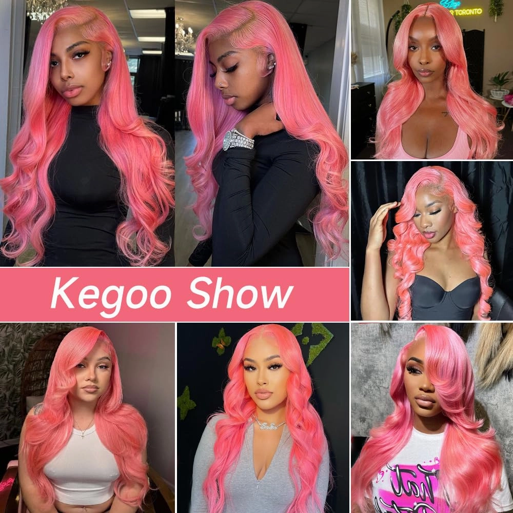 Pink Lace Front Wig Human Hair 13x4 Pink Human Hair Wig 200% Density Body Wave HD Lace Front Wigs Human Hair Pre Plucked Lace Frontal Colored Wigs 22 Inch
